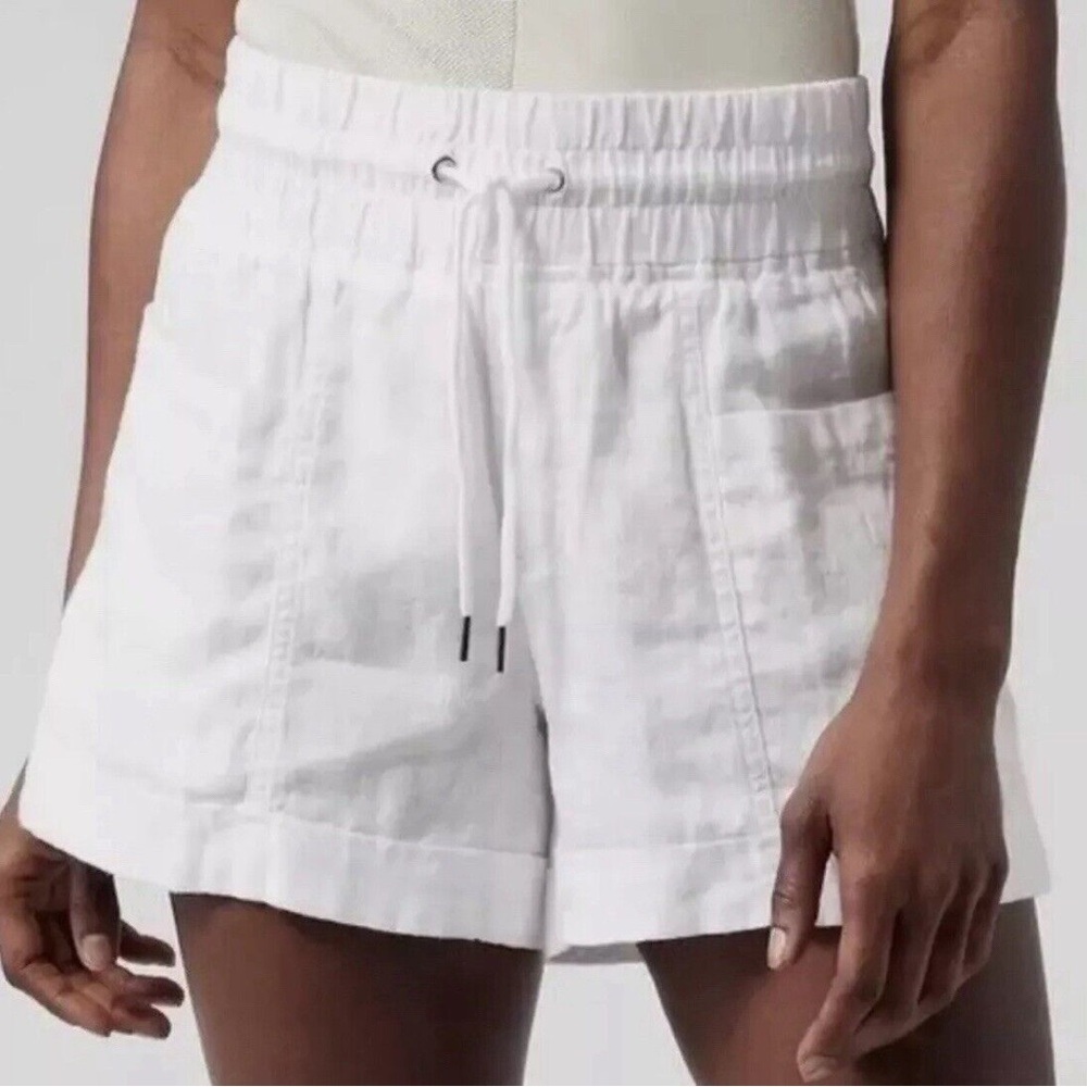 NWT ATHLETA CABO LINEN SHORTS WHITE RELAXED FIT SIZE 24 PLUS SIZE